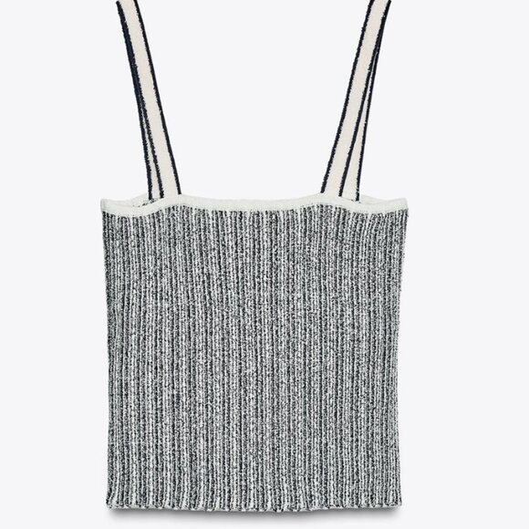 ZARA STRIPED CUT-OUT KNIT TOP - Picture 4 of 8